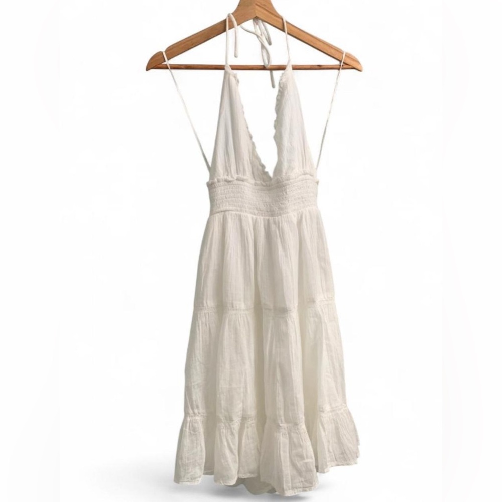 Urban outfitters kimchi blue phoebe open back halter white midi dress 100%cotton